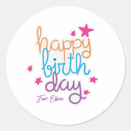 Happy Birthday Label Sticker (Voorkant)