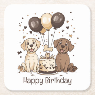 Happy Birthday Labrador Retriever Honden Vierkante Kartonnen Onderzetter