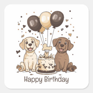 Happy Birthday Labrador Retriever Honden Vierkante Sticker
