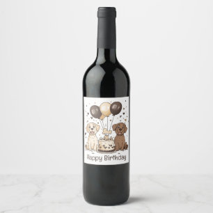 Happy Birthday Labrador Retriever Honden Wijn Etiket