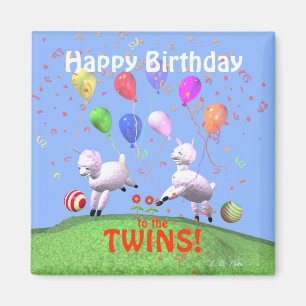 Happy Birthday Lambs voor Twins Magneet