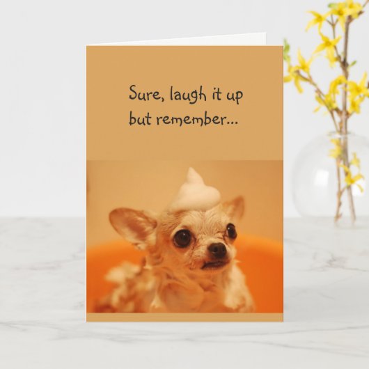 Happy Birthday Laugh het op Fun Dog Greeting Kaart (Gele Bloem)