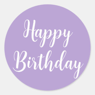 Happy Birthday Lavendel Paarse aangepaste kleur Cl Ronde Sticker
