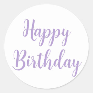Happy Birthday Lavendel Paarse Custom Kleur Trendy Ronde Sticker