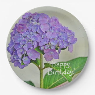 Happy Birthday Lavender Hydrangea Papieren Bordje
