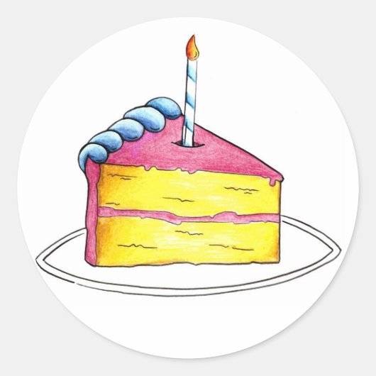 Happy Birthday Layer Cake Slice met Stickers kaars (Voorkant)