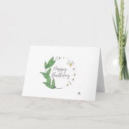 Happy Birthday Leaves and Stars Kaart