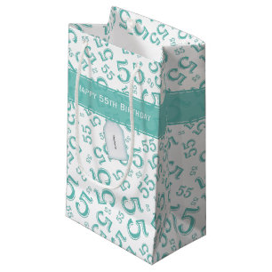 Happy Birthday Leeftijd 55 Getal Patroon Blauwgroe Klein Cadeauzakje
