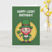 Happy Birthday Leprechaun Kaart (Gele Bloem)