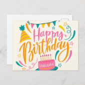 Happy Birthday Lettering Briefkaart (Voorkant / Achterkant)