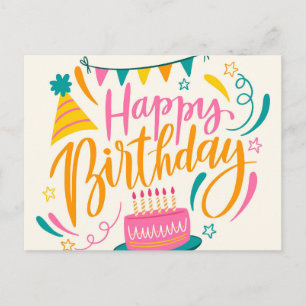 Happy Birthday Lettering Briefkaart