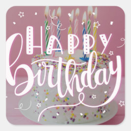 Happy Birthday lettering concept Vierkante Sticker