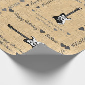  Happy Birthday Light Pattern Guitar Cadeaupapier (Hoek)