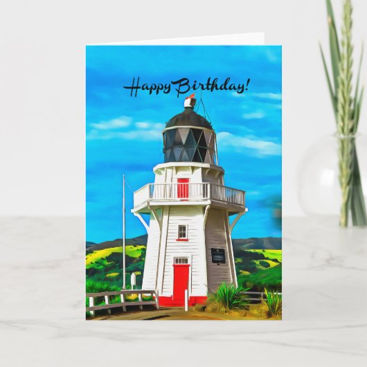 Happy Birthday Lighthouse Fine Art Kaart (Voorkant)