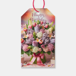 Happy Birthday, lila boeket, door Natasha Us Cadeaulabel