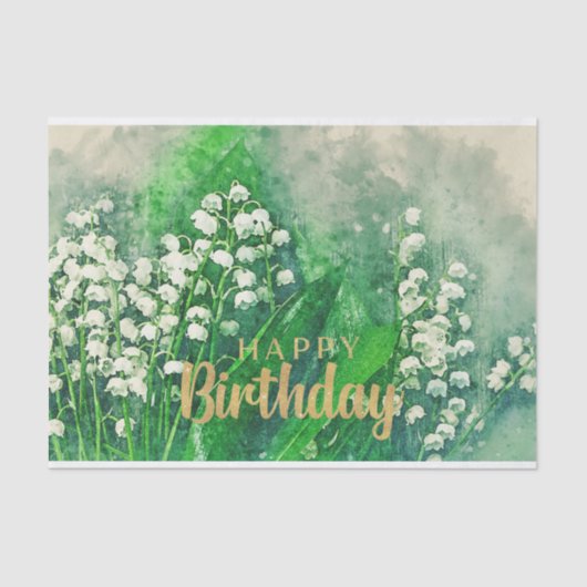 Happy Birthday Lily van de Valley Flowers Tissuepapier (Voorkant)