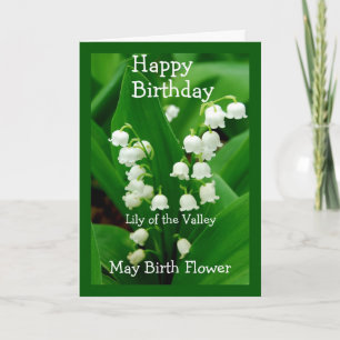 Happy Birthday Lily van de Valley May Birth Flower Kaart