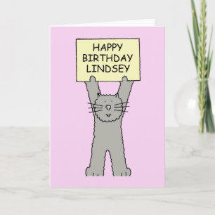 Happy Birthday Lindsey Carton Cat Kaart