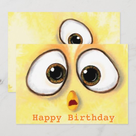 Happy Birthday - Little Chicken met Big Eyes (Voorkant / Achterkant)