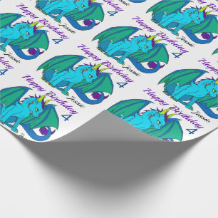 Happy Birthday Little Dragon Boy's Girl's Custom Cadeaupapier