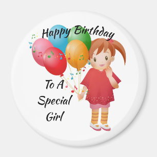 Happy Birthday Little Girl Magnet Magneet