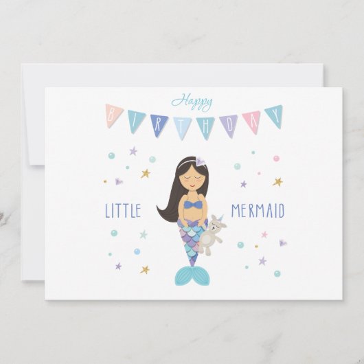 Happy Birthday Little Mermaid Birthday Card Kaart (Voorkant)