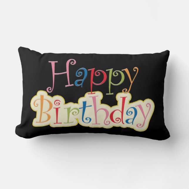 Happy Birthday Lumbar Pillow Kussen (Voorkant)