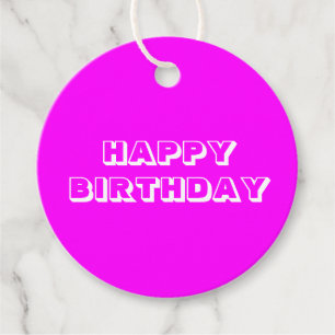 Happy Birthday, magenta roze wit cadeau Bedankjes Labels