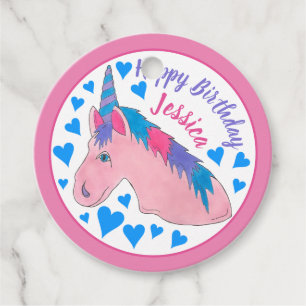 Happy Birthday Magical Pink Unicorn Party Bedankjes Labels