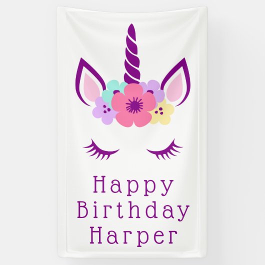 Happy Birthday | Magische Unicorn Spandoek (Verticaal)