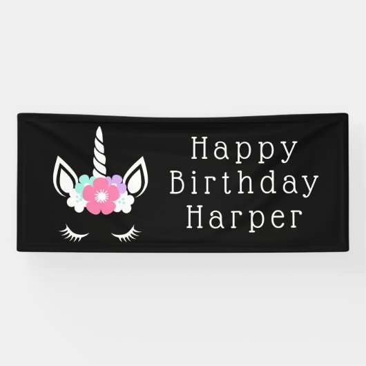Happy Birthday | Magische Unicorn Spandoek (Horizontaal)