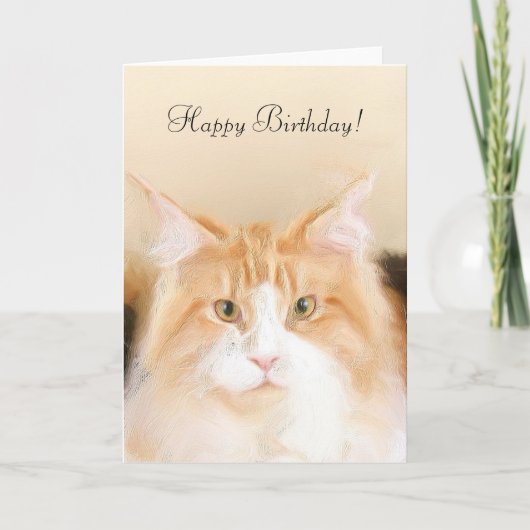 Happy Birthday Main Coon Cat Kaart (Voorkant)