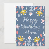 Happy Birthday Mam Floral Bedankkaart (Voorkant / Achterkant)