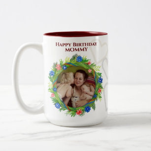 Happy Birthday mama Floral Wreate Tweekleurige Koffiemok