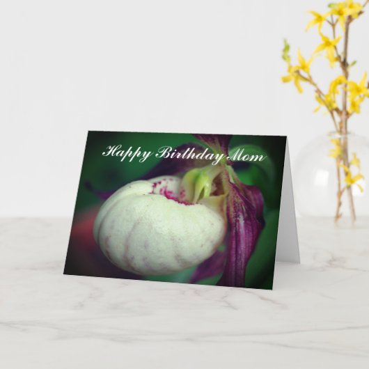 Happy Birthday mama Lady Slipper Orchid Kaart (Gele Bloem)