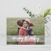 Happy Birthday mama | Moderne Script-fotokaart (Staand voorkant)