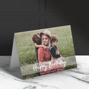 Happy Birthday mama   Moderne scriptfoto Kaart
