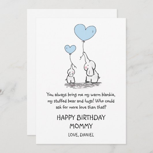 Happy Birthday mammie Elephants Cute (Voorkant / Achterkant)