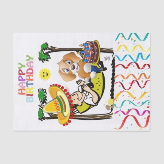 Happy Birthday Man Dog Tissuepapier (Voorkant)