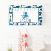 Happy Birthday Marine Nautical Octopus Ocean Kinde Spandoek (Insitu)