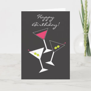 Happy Birthday Martini Glass Wenskaart Kaart