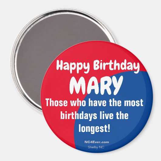 Happy Birthday MARY Refkoelkast Magnet Magneet (Voorkant / Achterkant)