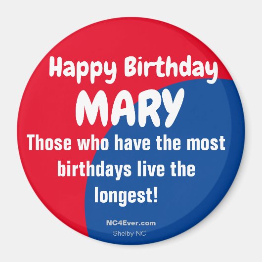 Happy Birthday MARY Refkoelkast Magnet Magneet (Voorkant)