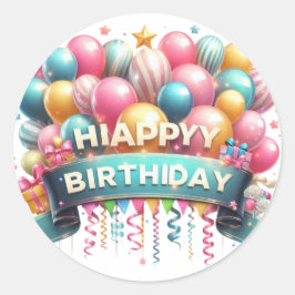 "Happy Birthday" meest elegante minimalist Ronde Sticker