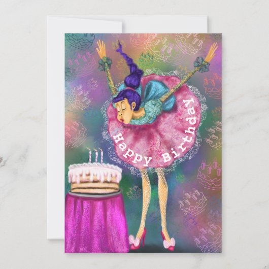 Happy Birthday - meisje dat kaarsen uitblaast - gr (Achterkant)