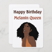 "Happy Birthday Melanin Queen"-Kaart (Voorkant / Achterkant)