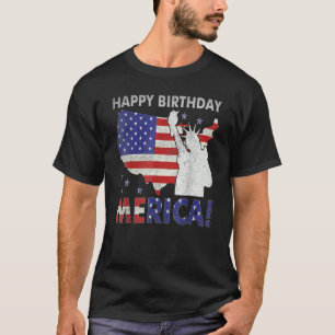 Happy Birthday Merica standbeeld liberty American T-shirt