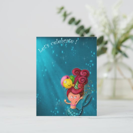 Happy Birthday Mermaid Briefkaart (Staand voorkant)