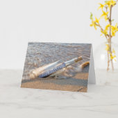 Happy Birthday Message in a Bottle Kaart (Gele Bloem)
