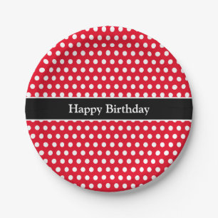 Happy Birthday Message Schattige Polka Dot rood & Papieren Bordje